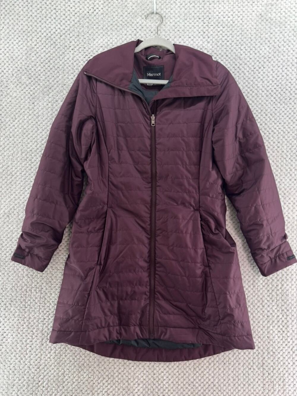 Marmot Full Zip Jacket Womens M Plum Burgundy Mid Thigh Pockets Winter